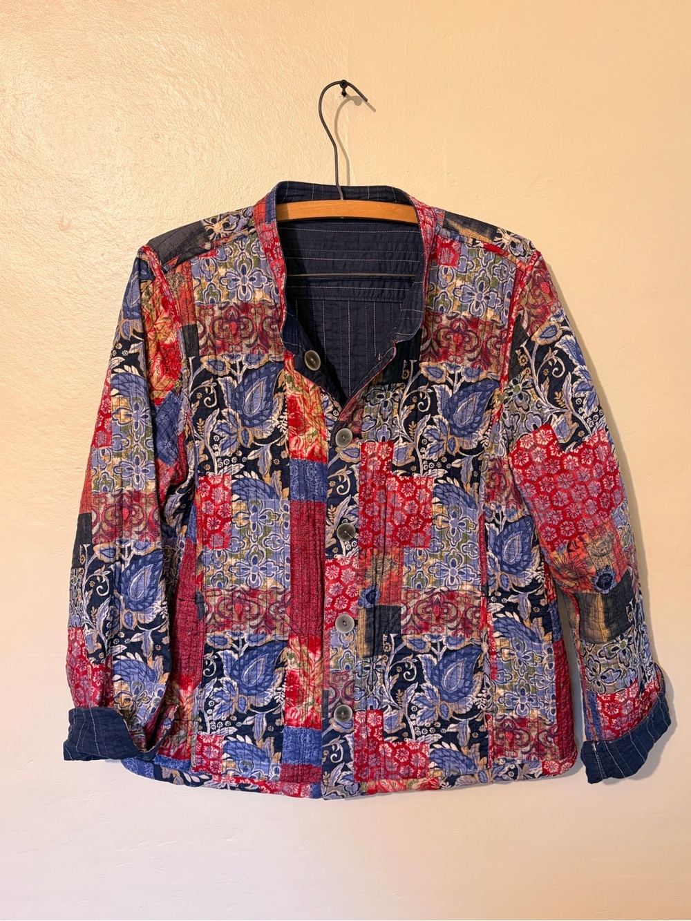 Women’s L/XL patchwork quilted Kantha jacket indie Cottagecore country